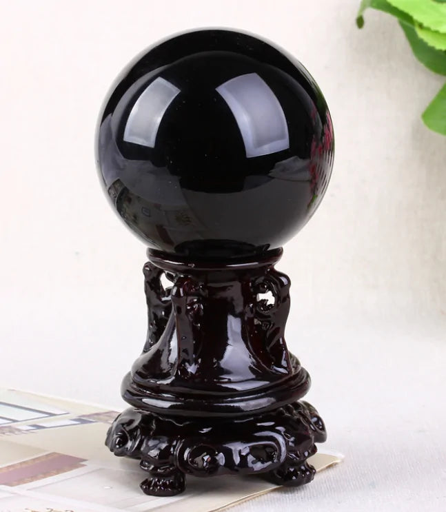 Bola de cristal de obsidiana para decoración del hogar, accesorio para fotografía de bodas