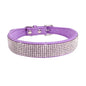 Suede Fiber Crystal Dog Collar Comfortable Glitter Rhinestone Dog Collars Zinc Alloy Buckle Collar for Small Dogs Cats XXS-L