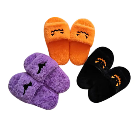 Pantuflas de calabaza de felpa para mujer