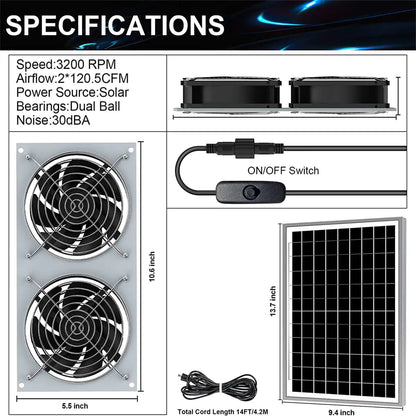 Ventilador de ventilación de energía solar