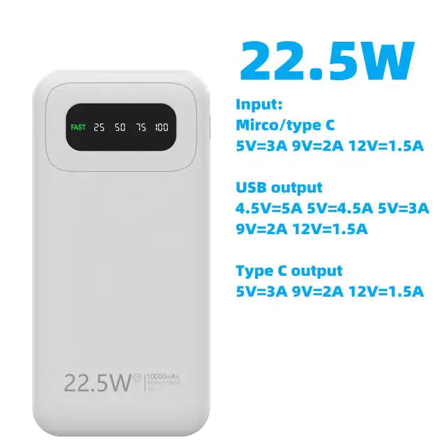 Banco de energía portátil de 22,5 W y 10000 mAh